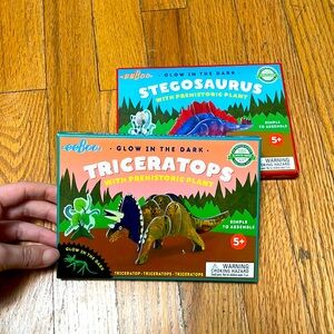 Triceratops and Stegosaurus 3D Glow In The Dark Dinosaur Models